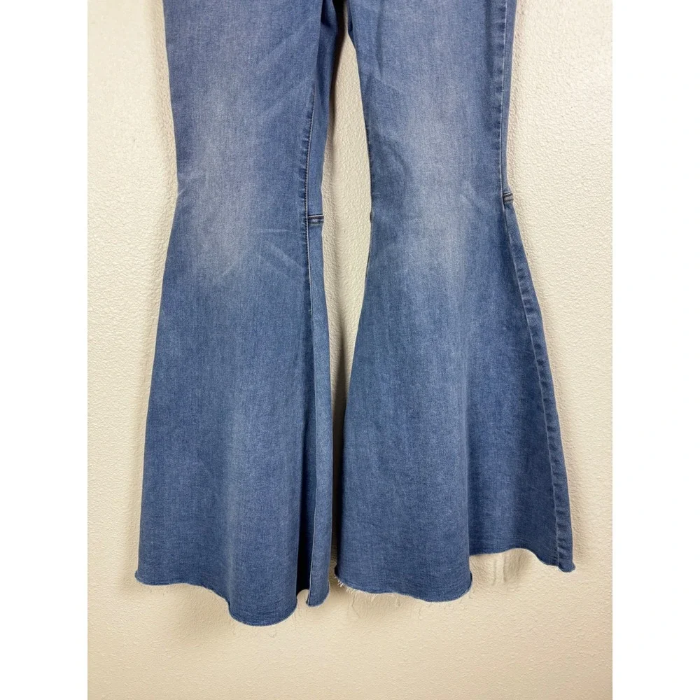 We The Free Jeans Women 30 Blue Just Float On Flare High Rise Raw Hem Denim